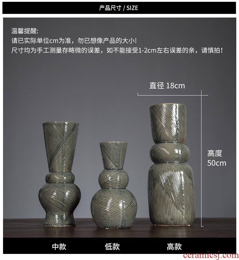Restoring ancient ways do old POTS of jingdezhen ceramic flower implement the sitting room porch flower arrangement of large coarse pottery vase combination furnishing articles - 581672801590