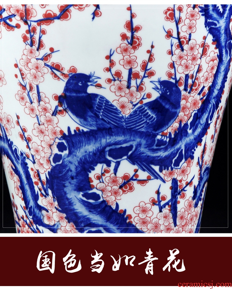 Jingdezhen hand - made furnishing articles large antique blue and white porcelain vase landscape Chinese style decorates sitting room porch - 577177471523 ceramic arts and crafts