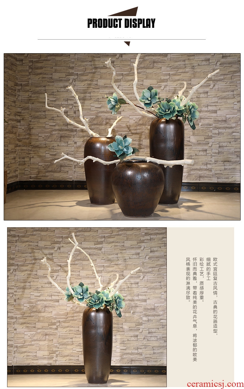 Jingdezhen ceramic vase furnishing articles landing of large modern Chinese style household porcelain flower arranging idea gourd wine accessories - 555872000456
