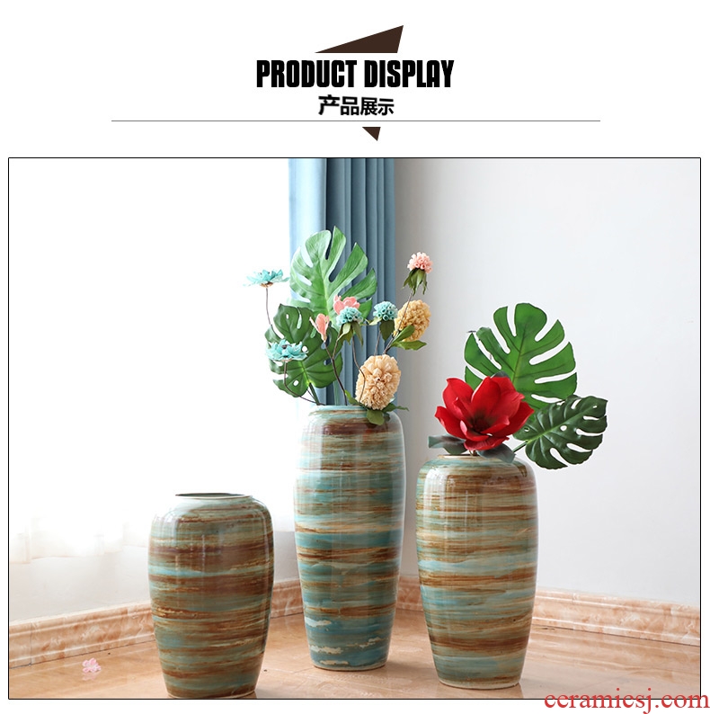Jingdezhen manual coarse pottery jar flower arranging furnishing articles sitting room of large vases, ceramic dry flower pot restoring ancient ways
