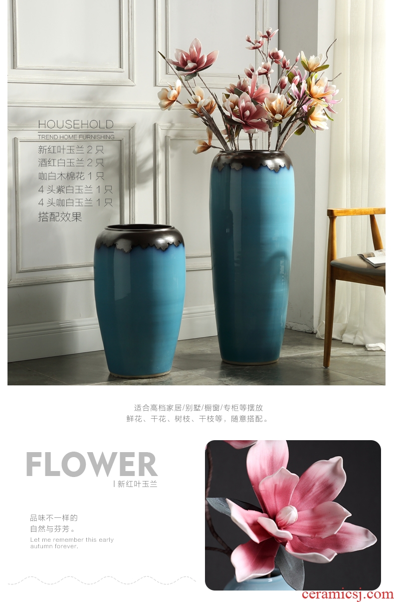 Jingdezhen ceramic flower implement archaize up open piece of large vases, modern home decoration sitting room place flower arrangement - 579555869495
