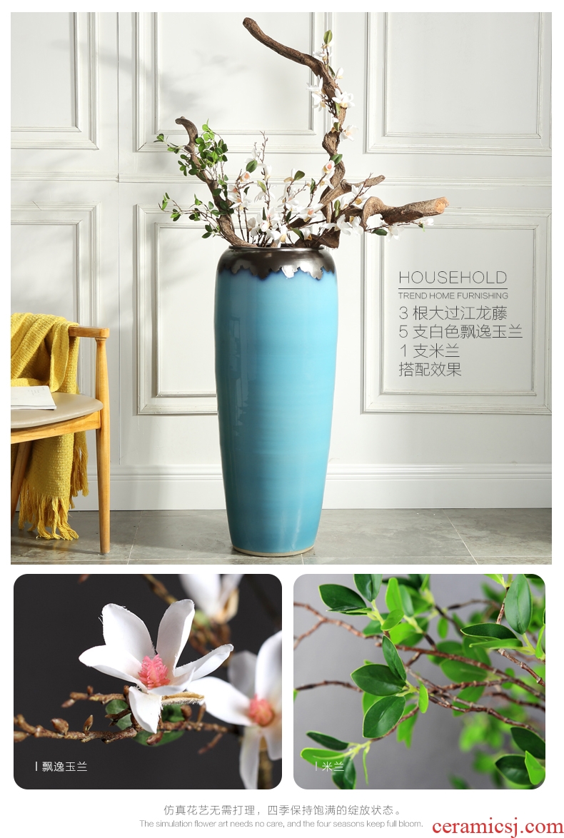 Jingdezhen ceramic flower implement archaize up open piece of large vases, modern home decoration sitting room place flower arrangement - 579555869495