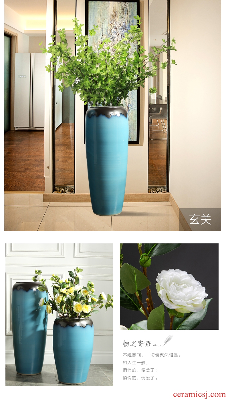 Jingdezhen ceramic hotel villa covers ground vase manual POTS dry flower, flower implement the sitting room is big flower arranging furnishing articles - 579555869495