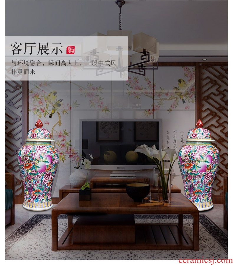 Jingdezhen ceramics hand - made flower is the general pot of large vases, Chinese style living room porch decoration as furnishing articles