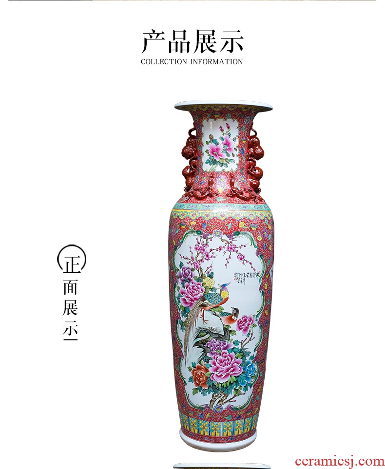 Jingdezhen ceramics hand - made notes tong wealth of large vases, Chinese style living room decoration villa large furnishing articles