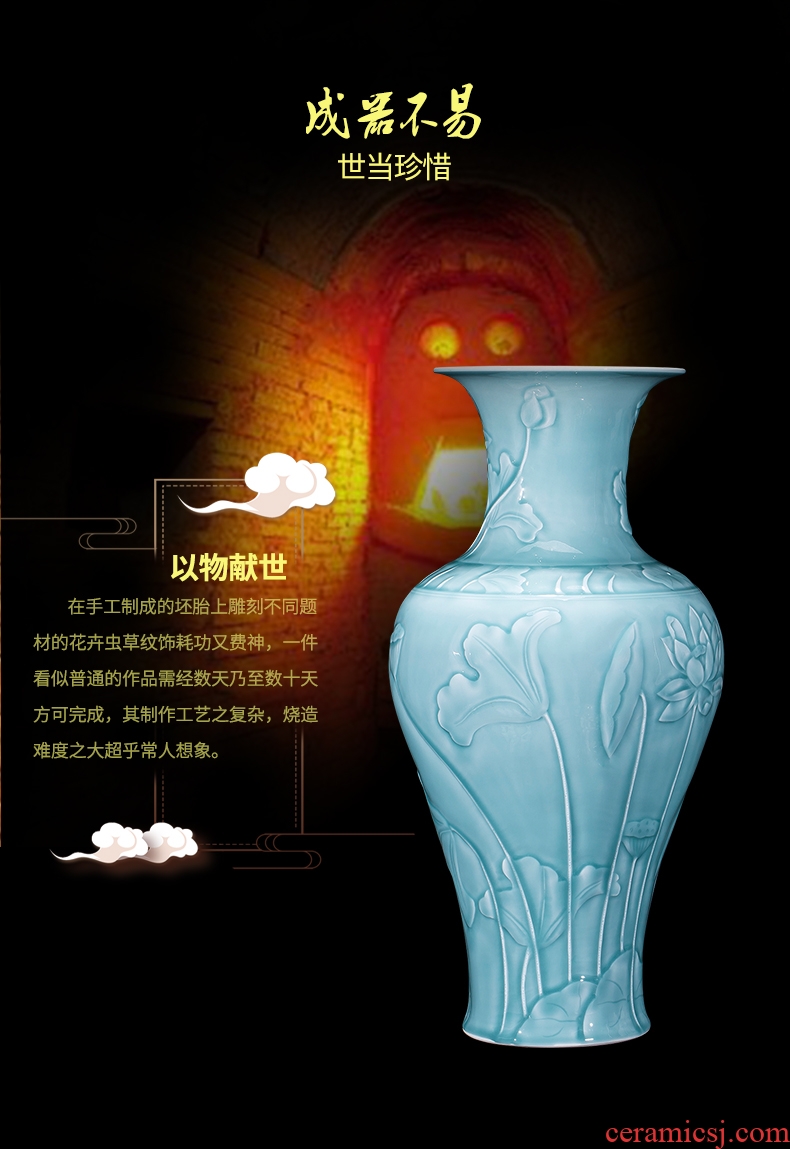 Jingdezhen archaize yongzheng shadow blue its YunLongWen ceramic vases, Chinese style living room decorations landing place