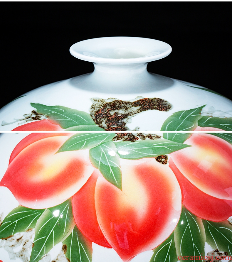 Jingdezhen ceramic vase hand - made peach pomegranate bottle large flower arranging Chinese sitting room adornment is placed a birthday gift