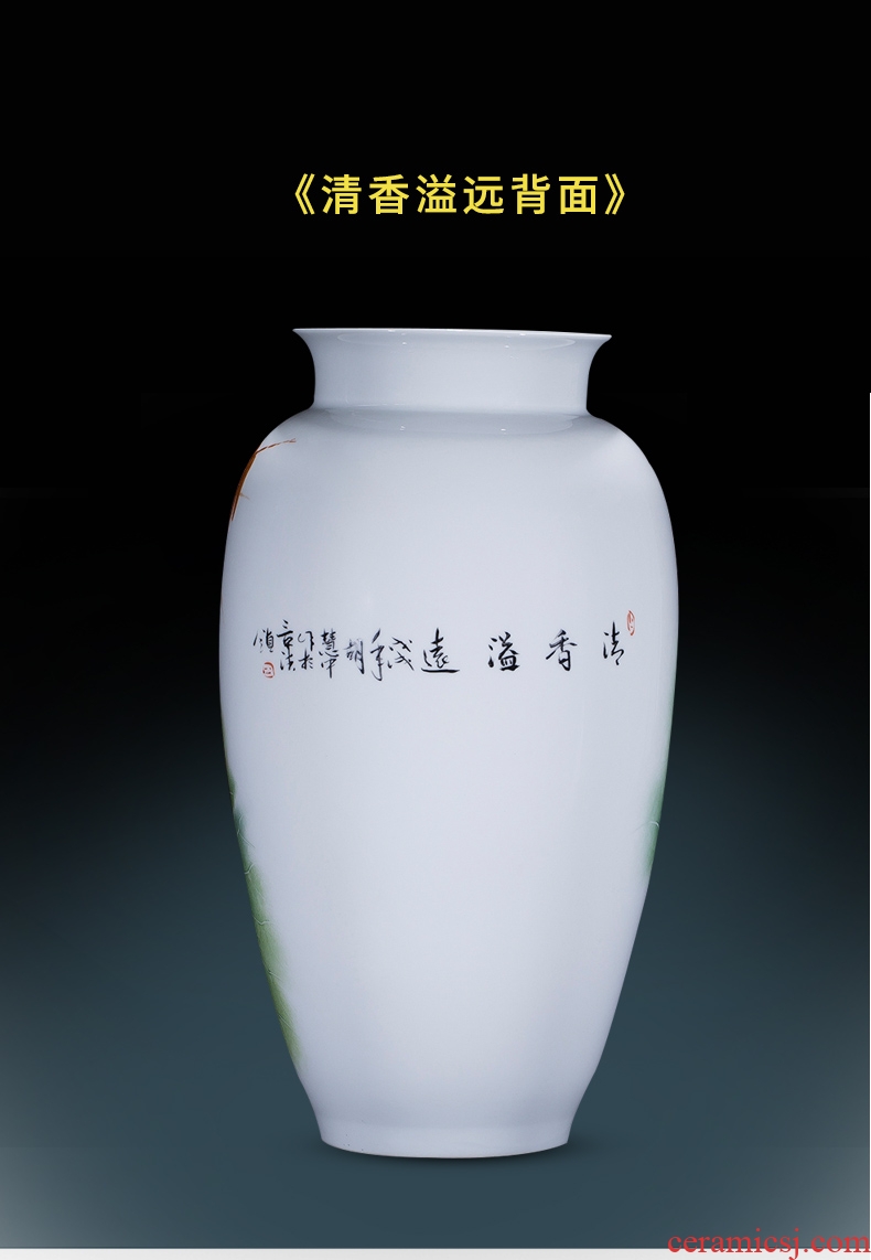 Jingdezhen famous master hand made lotus ceramics vase furnishing articles of new Chinese style decorates porch sitting room big furnishing articles