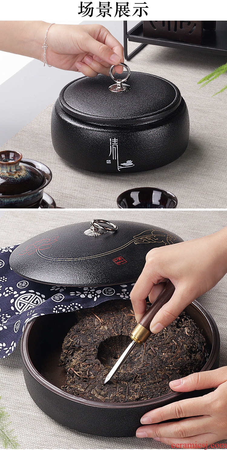 Leopard lam, pu - erh tea box box tea cake home caddy fixings ceramic seal pot store tea POTS and POTS