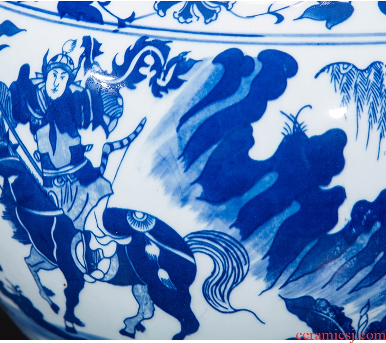 Jingdezhen ceramic vase hand - made archaize yuan blue and white guiguzi down big pot sitting room place, home decoration