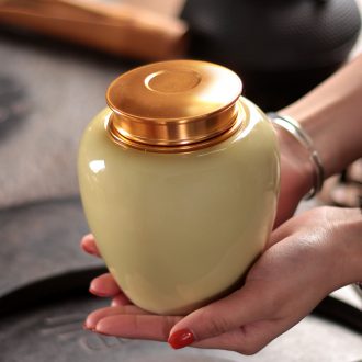 Tea pu 'er Tea as cans ceramic metal portable household longquan celadon porcelain jar sealing large Tea caddy fixings
