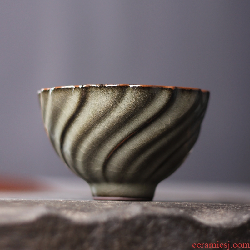 Longquan celadon master cup single cup tire iron ceramic bowl cups lamp that kung fu tea set sample tea cup manual small cups