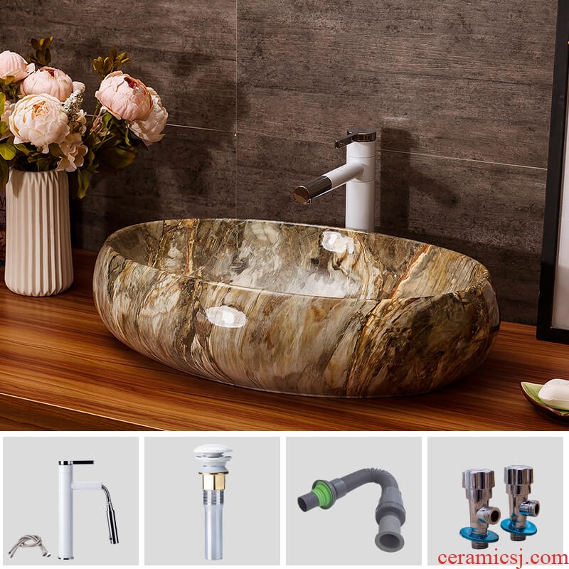 Ceramic lavabo hotel bathroom wash gargle basin faucet sets of archaize sinks the balcony on the home plate