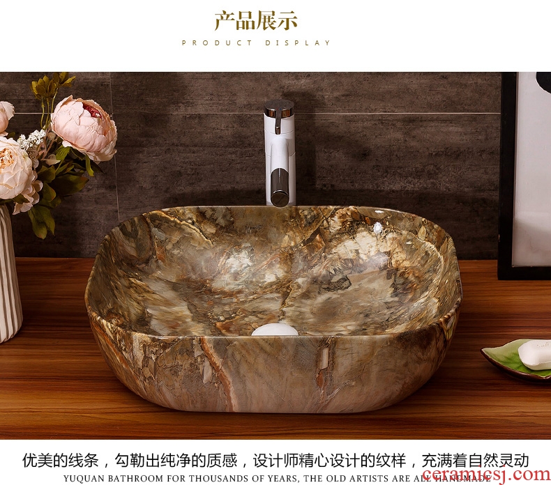 Ceramic art stage basin hotel toilet lavabo, basin faucet suit European marble sinks