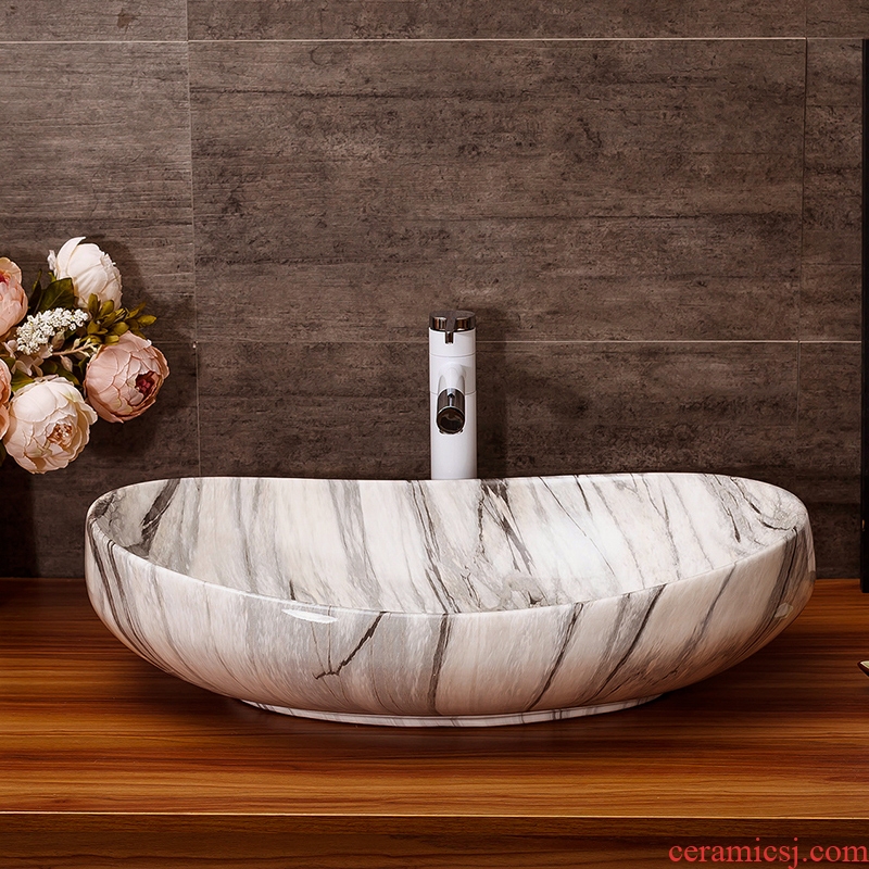 Ceramic art basin home toilet lavabo oval basin basin of Europe type restoring ancient ways the marble table