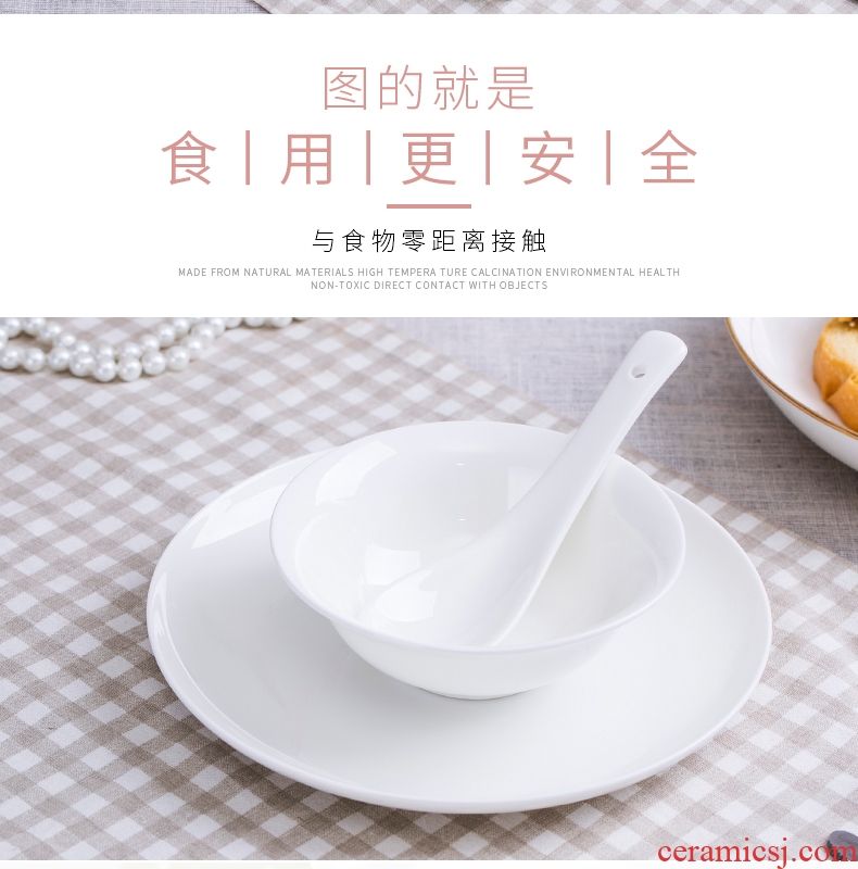 Jingdezhen ipads porcelain hotel put a full set of pure white desk tray to use spoon set in western - style restaurant tableware can order LOGO
