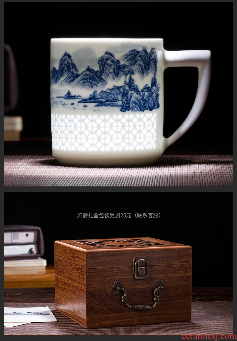 Jingdezhen ceramic cup hand - made porcelain and exquisite glaze color tea cup work under the boss business gift cup China cups