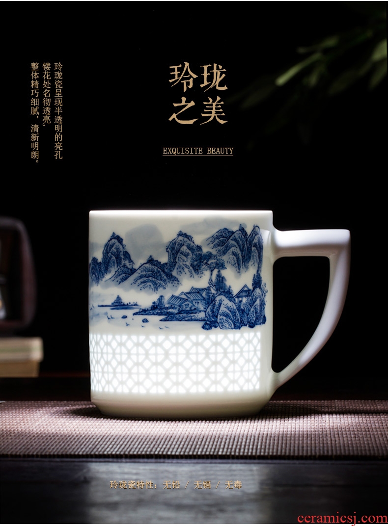 Jingdezhen ceramic cup hand - made porcelain and exquisite glaze color tea cup work under the boss business gift cup China cups