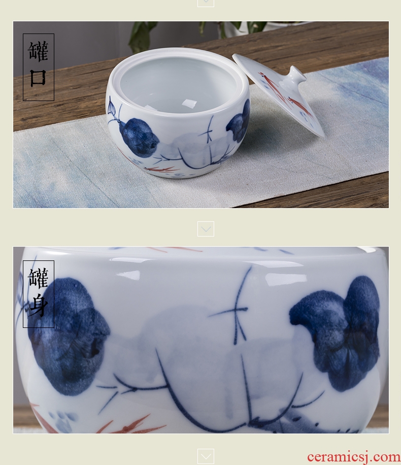 Jingdezhen ceramic tea pot home pu 'er tea pot of large storage POTS sealed seven loaves caddy