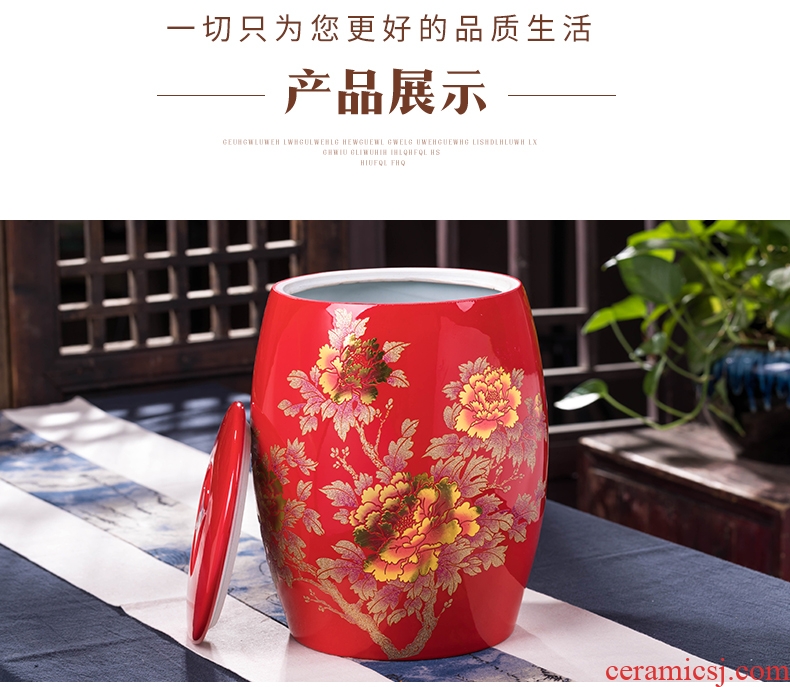 Jingdezhen ceramic barrel household small insect store meter box 10 jins m cans sealed container 20 jins ricer box