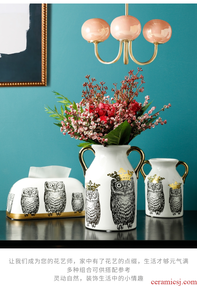 Nordic ins modern ceramic creative model vases, flower arranging is among the sitting room adornment is placed an owl