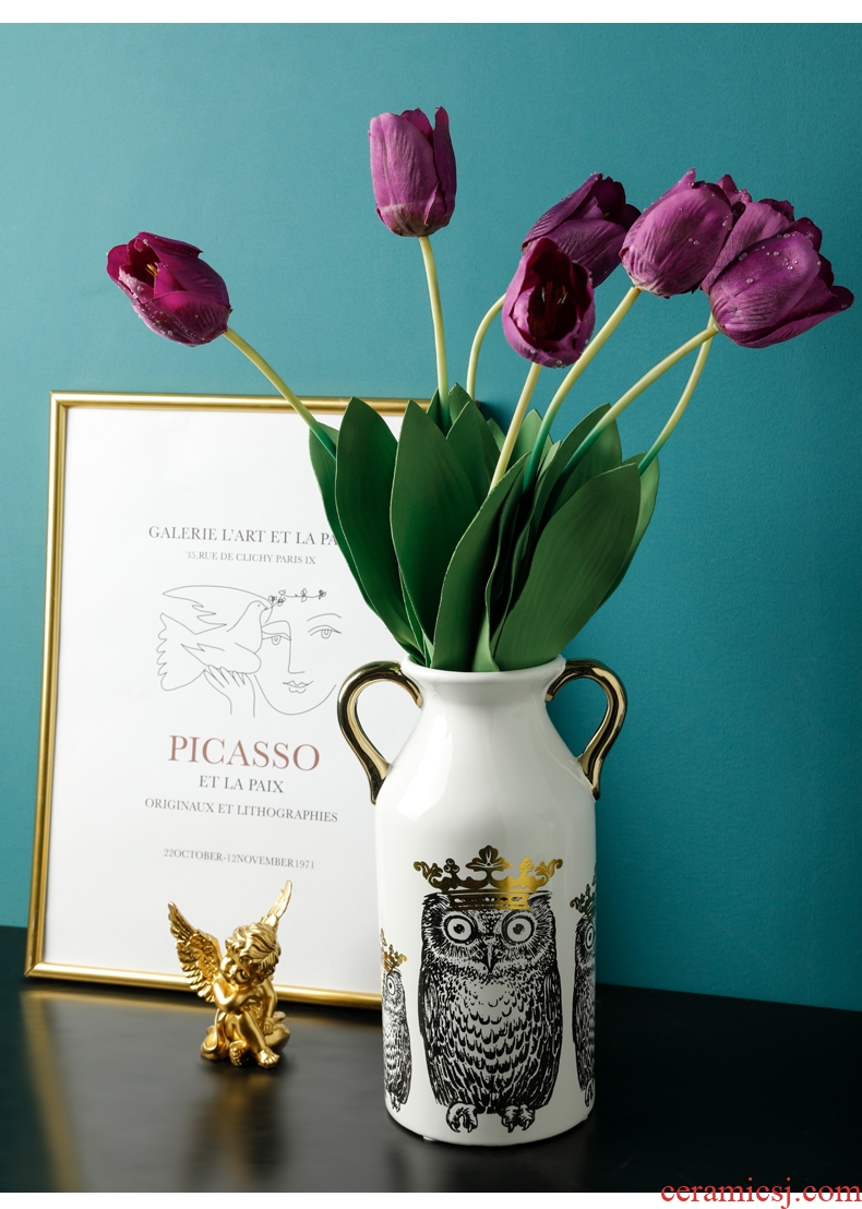 Nordic ins modern ceramic creative model vases, flower arranging is among the sitting room adornment is placed an owl