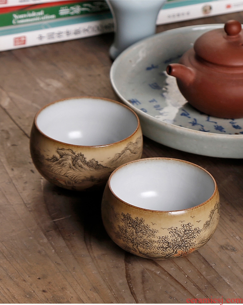 Your kiln individual cups sliced open cups can raise jingdezhen ceramic hand-painted master tea cup single character, pure manual