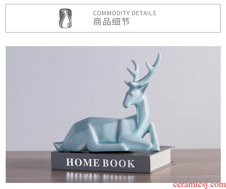 Jingdezhen ceramic deer furnishing articles wine TV ark, blue adornment of the sitting room porch decoration creative household act the role ofing is tasted