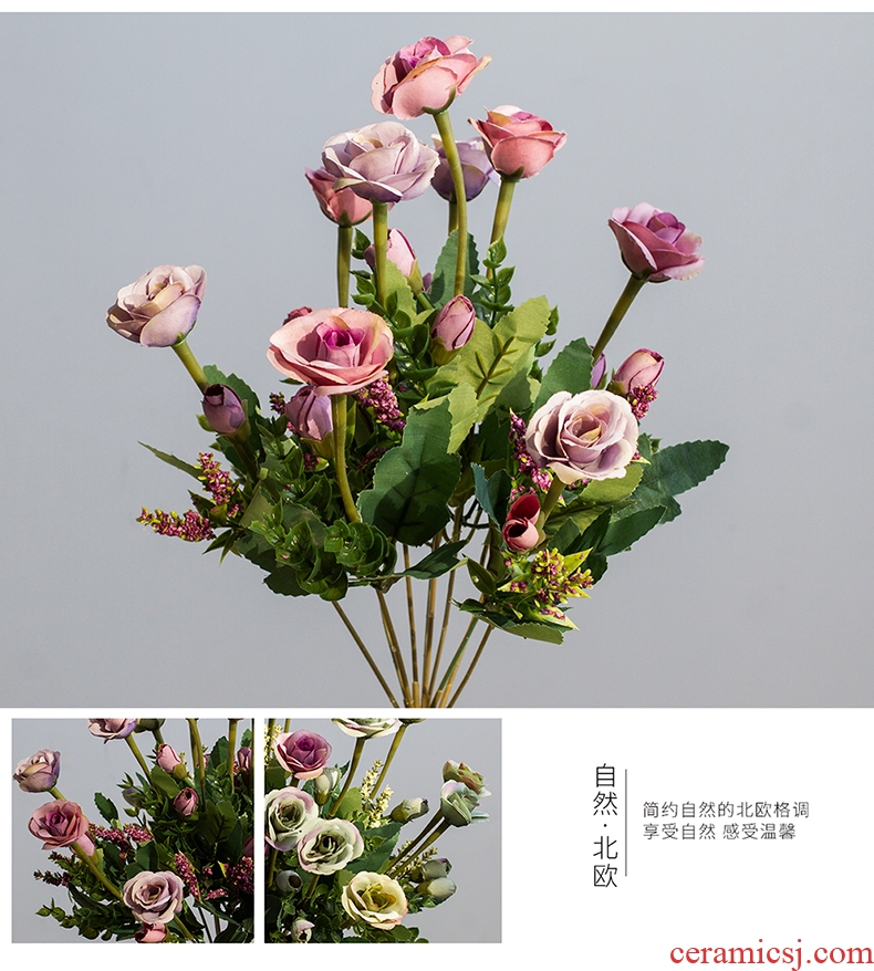 Ceramic terms dry flower, grass lavender flowers simulation flowers decoration table in the sitting room decorate floret bottle