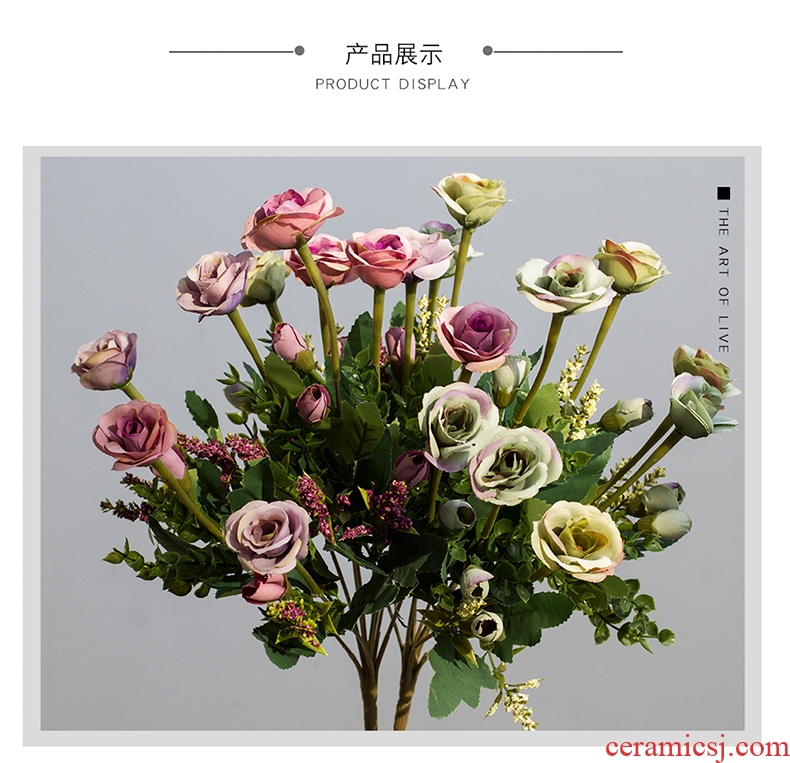 Ceramic terms dry flower, grass lavender flowers simulation flowers decoration table in the sitting room decorate floret bottle