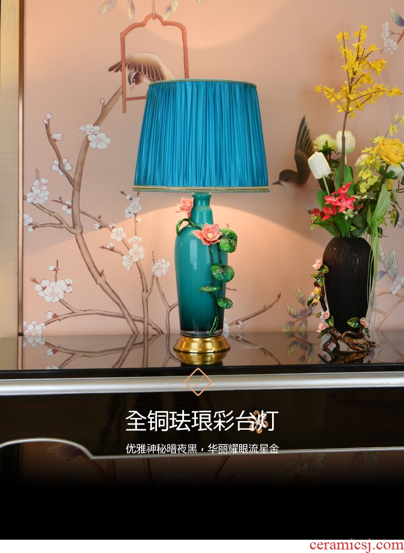 American colored enamel lamp lights Europe type copper decoration restoring ancient ways is the study of bedroom the head of a bed sitting room villa ceramic lamp