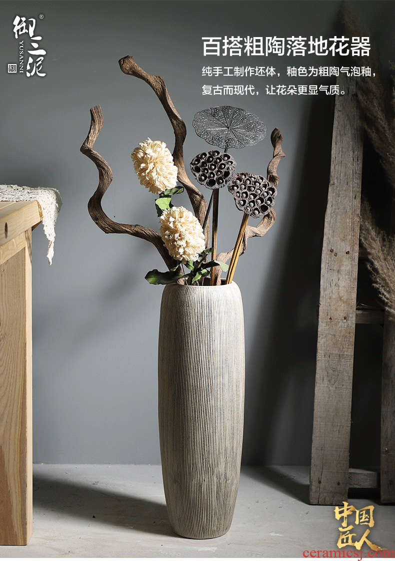 Jingdezhen do old Chinese style restoring ancient ways ceramic vase large sitting room ground flower arrangement China TV ark - 579446774370