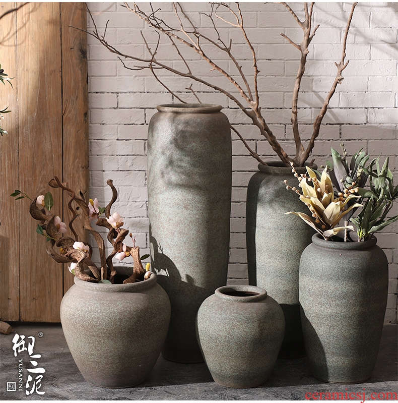 Jingdezhen ceramics vase large see colour blue glaze rich ancient frame decoration of new Chinese style living room office furnishing articles - 581161368355