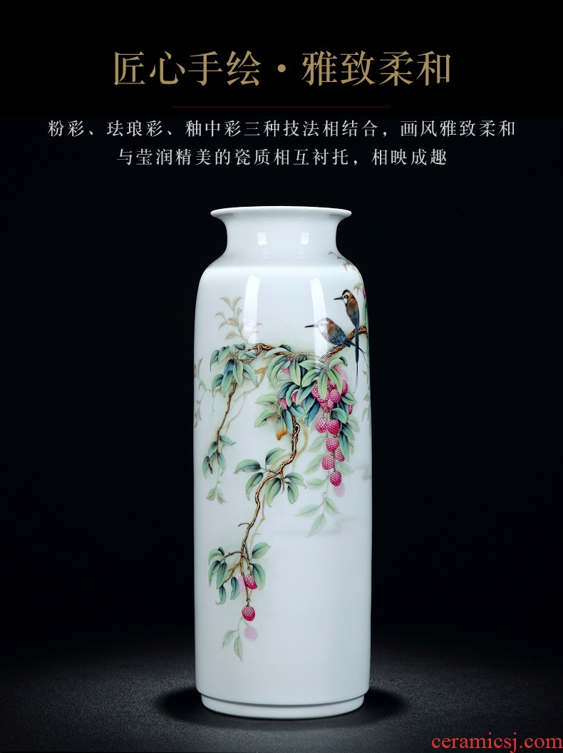 Jingdezhen ceramic hand - made big vase inserted dried flower powder enamel Chinese style furnishing articles, the sitting room porch household porcelain ornaments - 598850983708