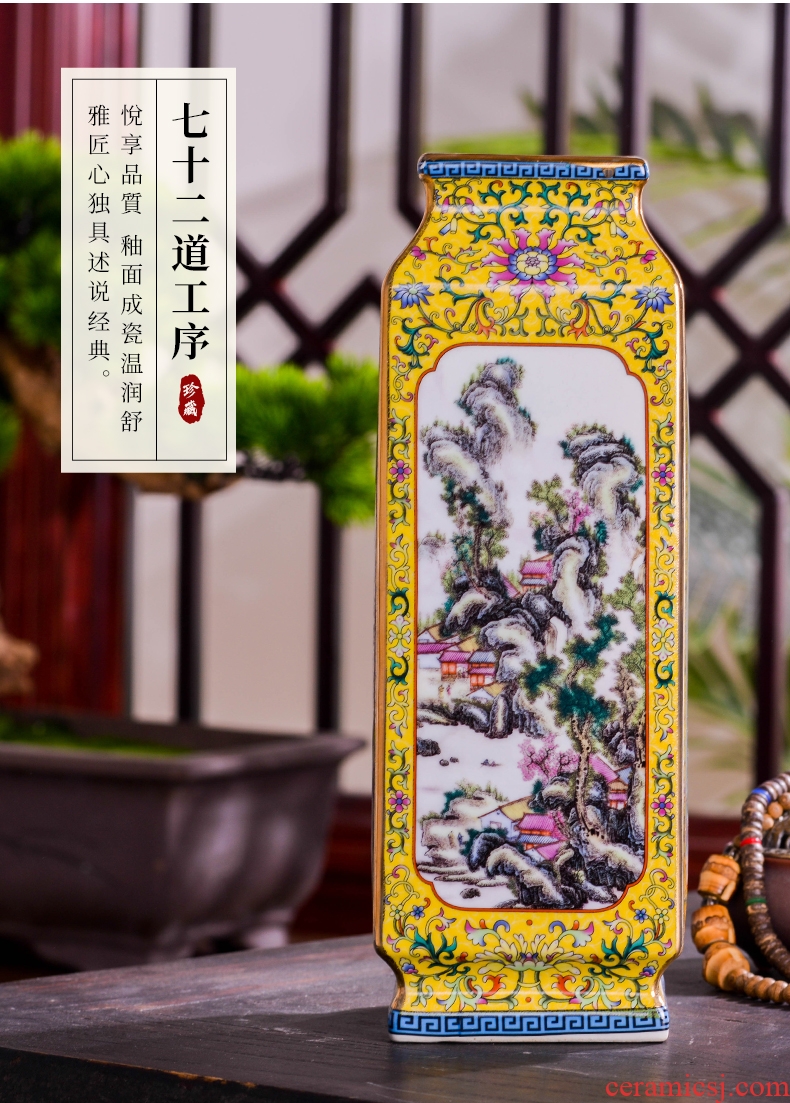 Jingdezhen ceramics imitation qing qianlong Chinese style living room porch craft vase household adornment flower arranging furnishing articles