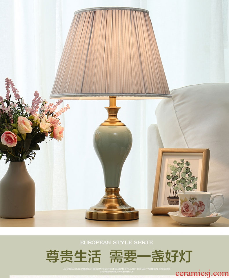 American ceramic small table lamp of bedroom the head of a bed idea marriage room warm European contracted and contemporary Nordic light lamps and lanterns of luxury