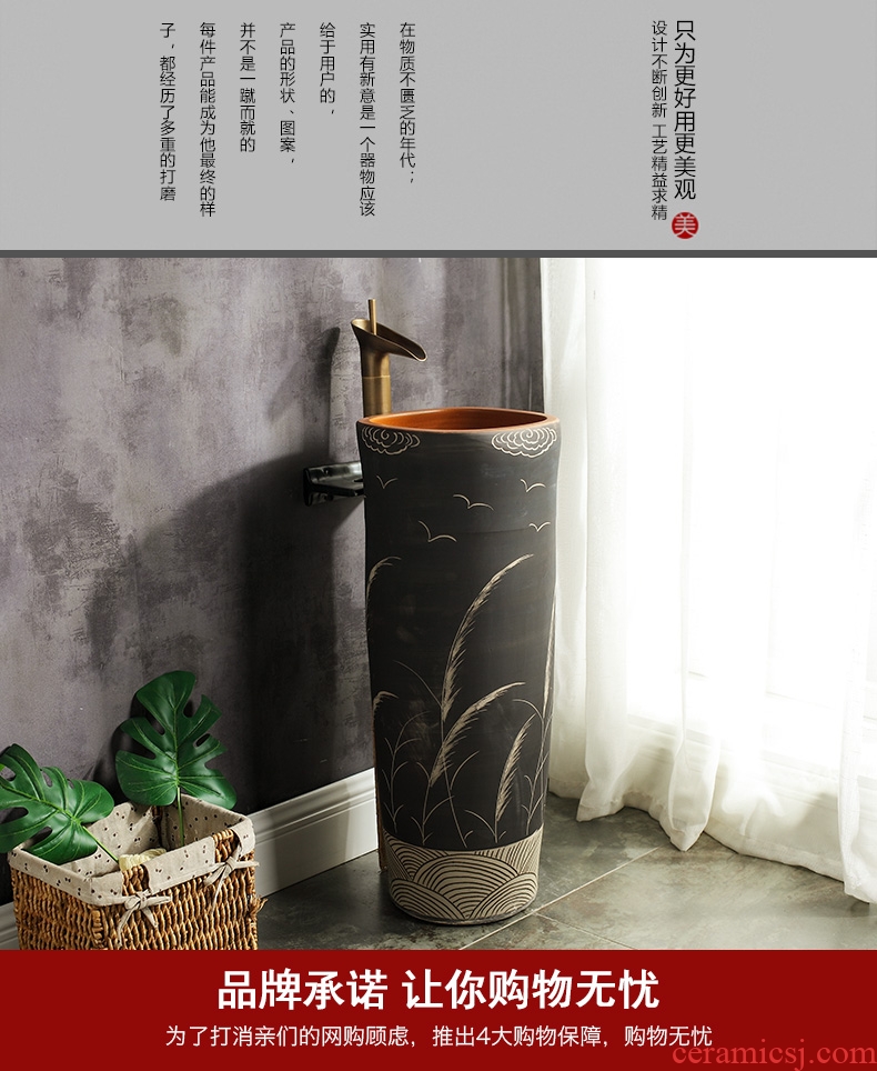 M beautiful ceramic column basin sink the balcony floor type lavatory basin of Chinese style column art the sink