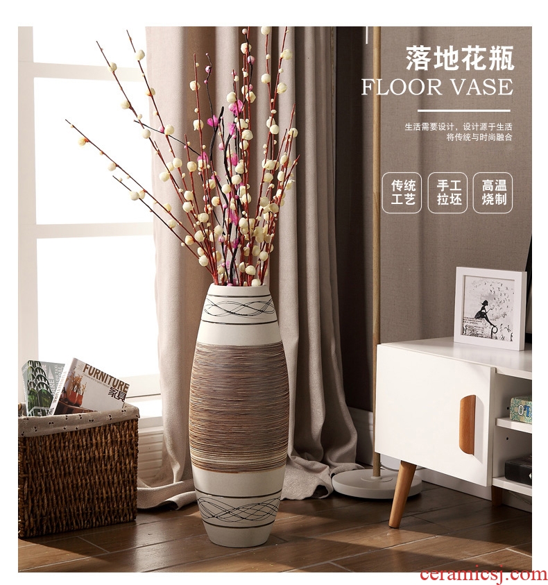 Jingdezhen creative art of I and contracted dried flowers flower arrangement of large ceramic vases, soft outfit example room decoration - 566502503871