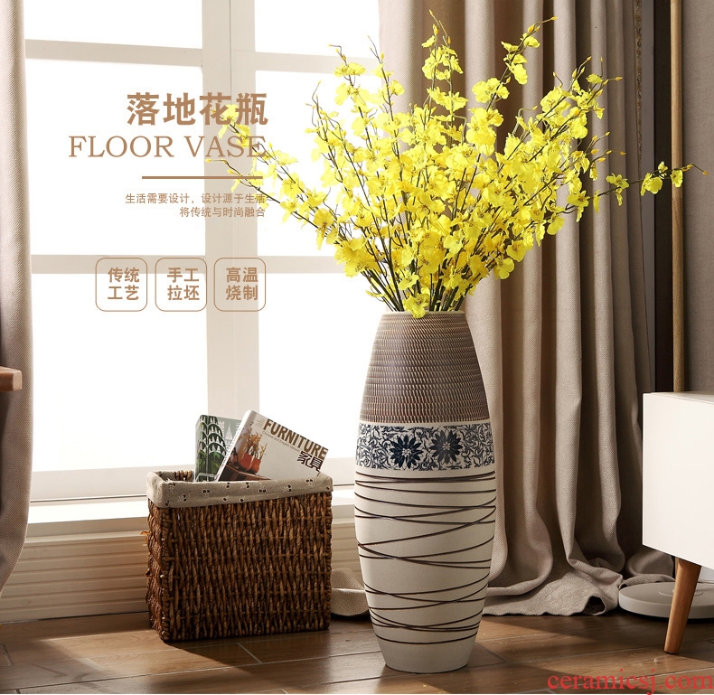 Jingdezhen porcelain ceramic vase contracted and I European hotel lobby large flower arranging landing place for the opening taking - 566221312448