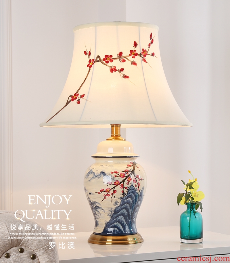 Adjustable desk lamp of bedroom the head of a bed lamp creative romantic warm light of new Chinese style is contracted and I sitting room key-2 luxury ceramic lamp