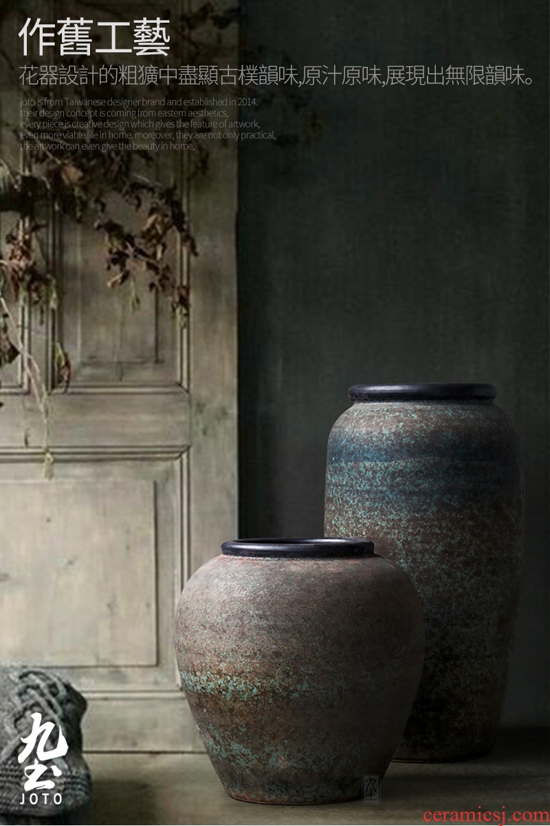 I and contracted creative ceramic extra - large ceramic sitting room hotel villa art vase landing simulation dried flowers - 578198561872