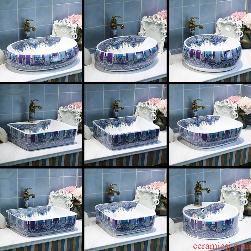 European art stage basin sink ceramic toilet lavatory oval home for wash gargle basin balcony