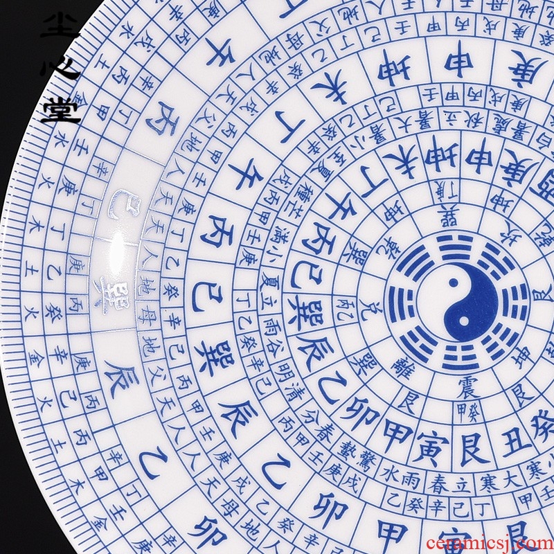 Dust heart of jingdezhen blue and white ceramics eight diagrams decoration plate of the sitting room porch Chinese style home decoration process