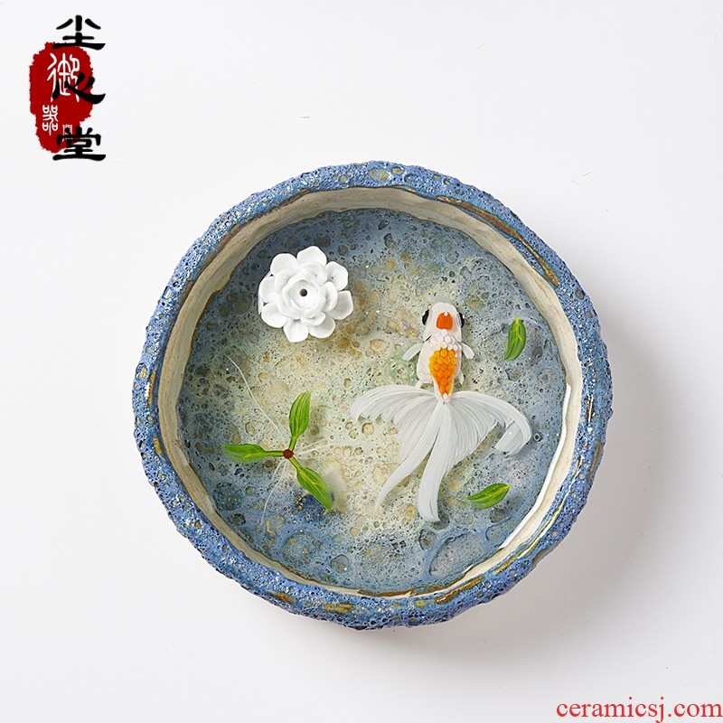 Dust heart hand draw 3 d incense in jingdezhen resin new Chinese style to send home dry landscape painting ceramic incense buner