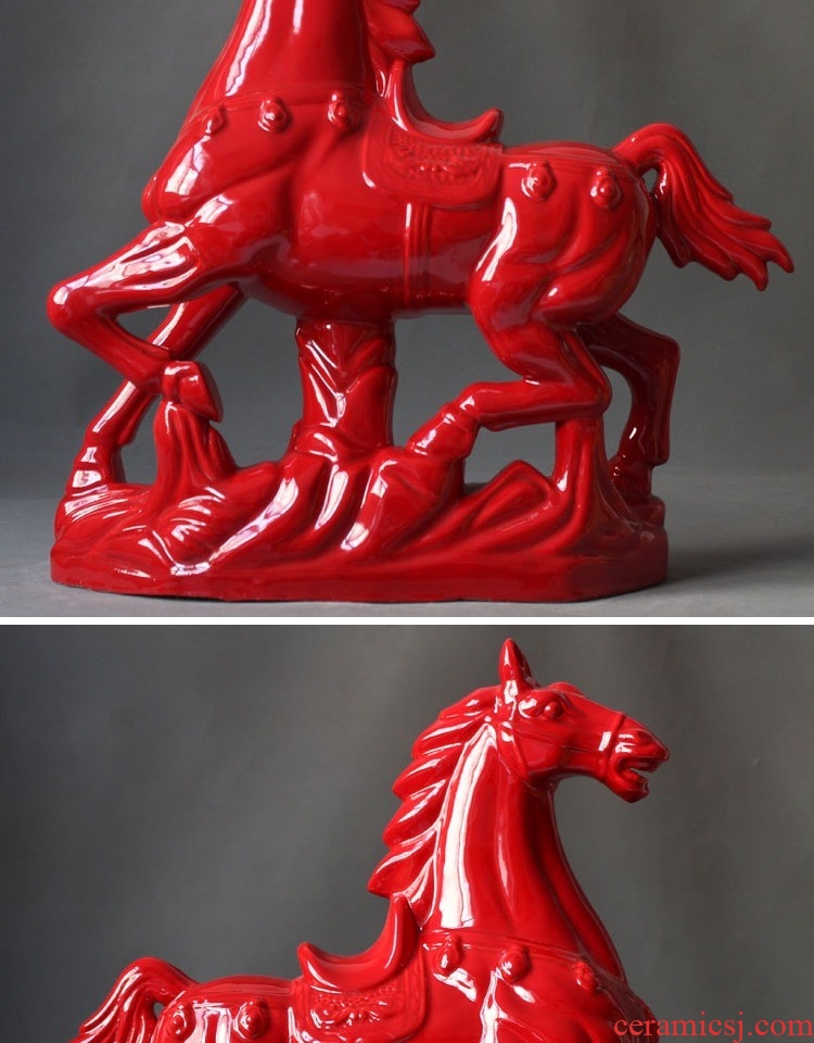 Dust heart horse ceramic Malaysian red hare send BMW horse placed success of feng shui money immediately