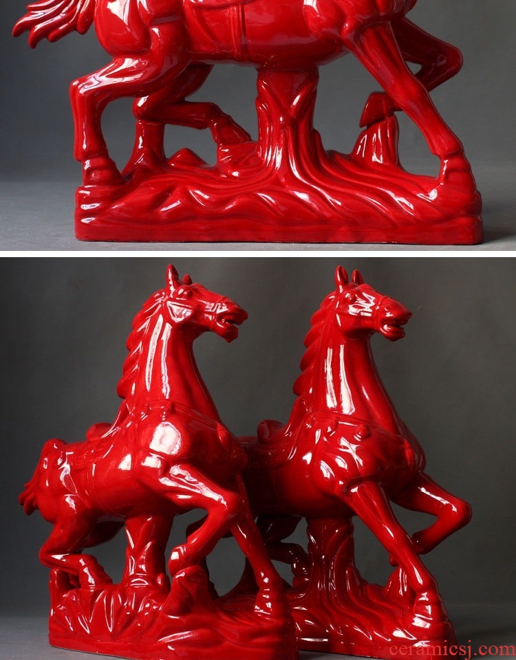 Dust heart horse ceramic Malaysian red hare send BMW horse placed success of feng shui money immediately