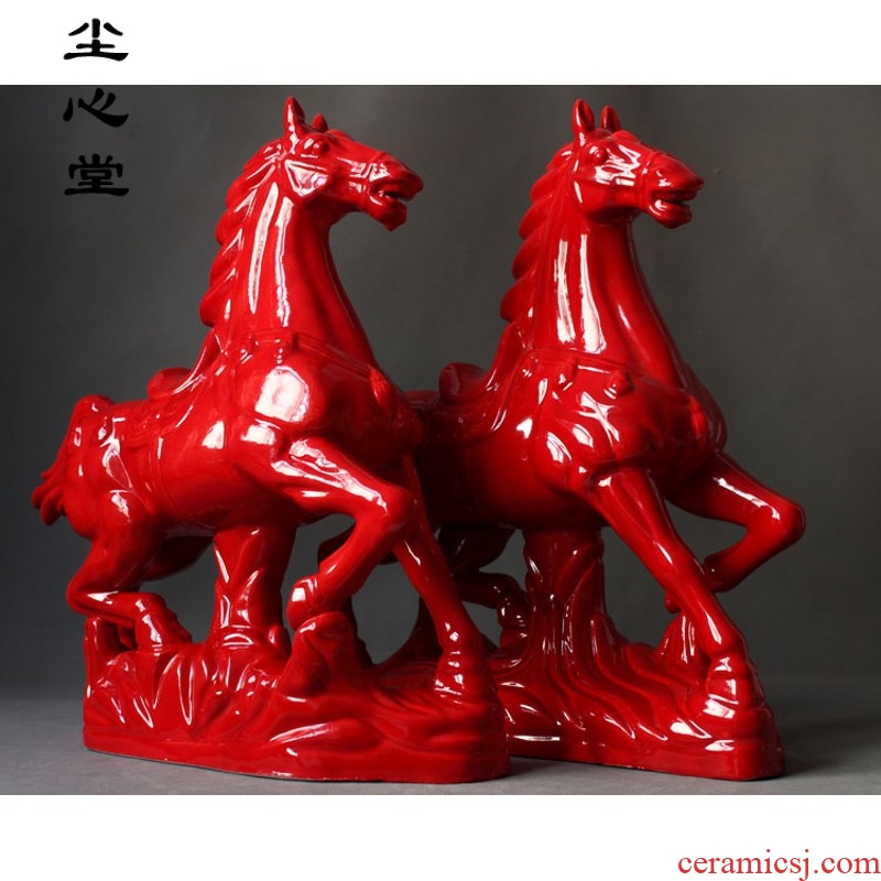 Dust heart horse ceramic Malaysian red hare send BMW horse placed success of feng shui money immediately