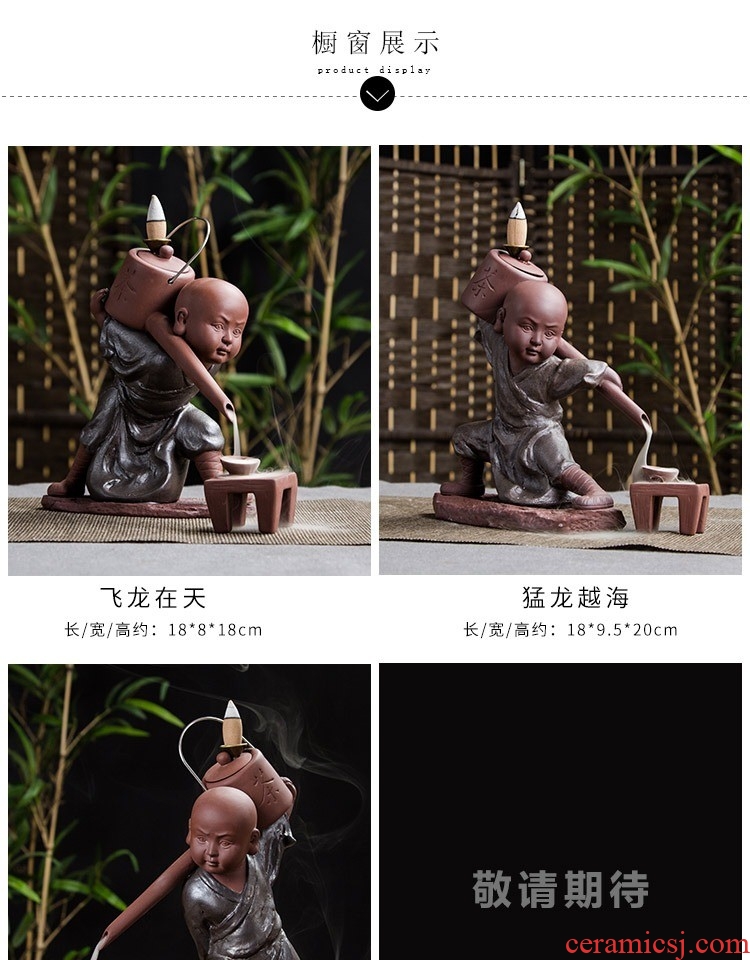 Dust heart small zen monk back censer creative violet arenaceous aromatherapy furnace sandalwood tea art household act the role ofing is tasted ceramics