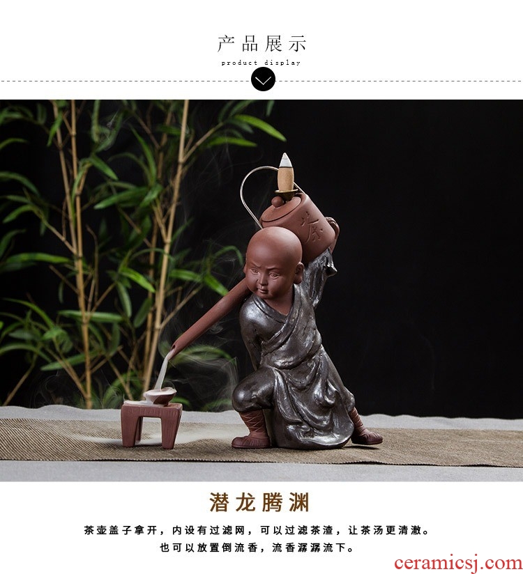 Dust heart small zen monk back censer creative violet arenaceous aromatherapy furnace sandalwood tea art household act the role ofing is tasted ceramics