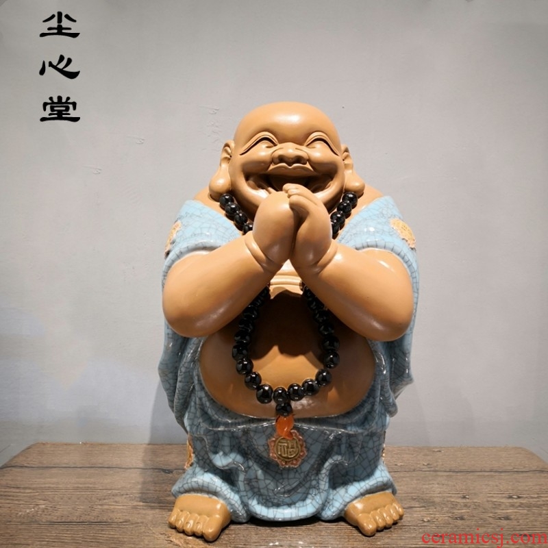 Dust heart congratulation pot-bellied smiling Buddha maitreya large ceramic zen consecrate Buddha sitting room furnishing articles